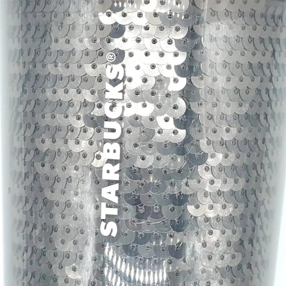 Starbucks Black Sequins Cold Cup Tumbler with FREE EXTRA LID 24oz